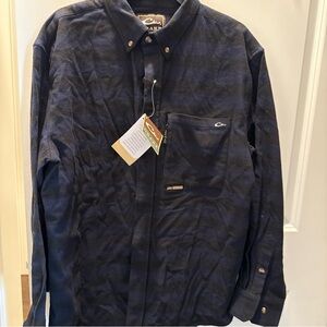 NWT Drake Navy Blue Plaid Casual Button Down Shirt Medium